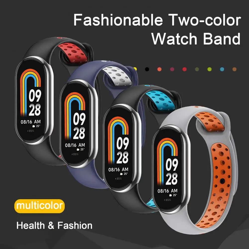 Thickened Watch Band Watch Band Replacement Waterproof Adjustable Silicone Watch Strap for Mi Band 8 Sweatproof Replacement