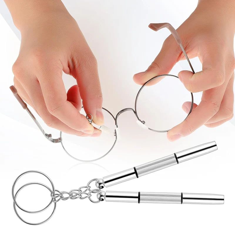100/5pcs Glasses Screwdriver Eyeglass Screwdriver Watch Repair Kit with Keychain Portable Hand Tools Precision Screwdriver Tools
