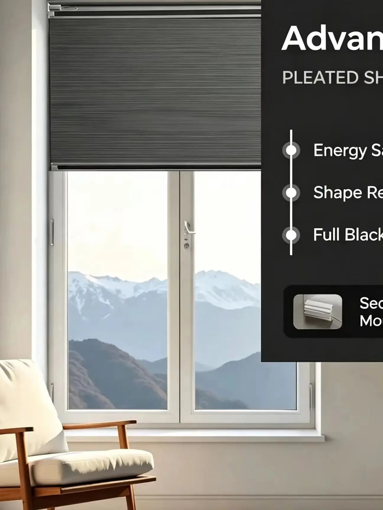 Pleated Blind 2 in 1 Blackout & Mosquito Net for Roof Window, Thermal Insulation Privacy Window Shade