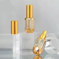Mini Spray Bottle Luxury Gold Plating Glass Perfume Portable Refillable Bottles Transparent Alcohol Mist Atomizer Travel 6ml