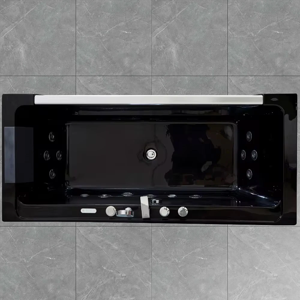 Luxury Black Glass Large Massage Acrylic Jacuzzi Adult Bath