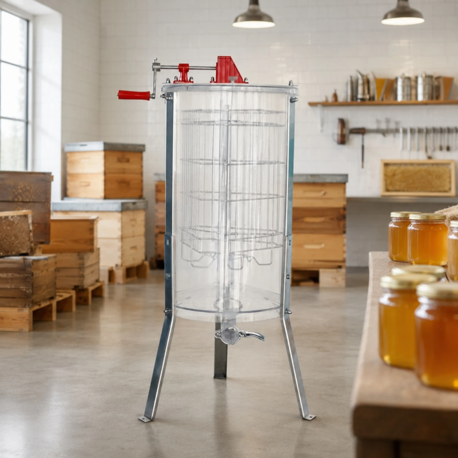 2 Frame Manual Honey Extractor Easy Honey Outlet Hand Crank Honey Centrifuge Beekeeping Gear for Beekeepers, Apiary, Farm view 5