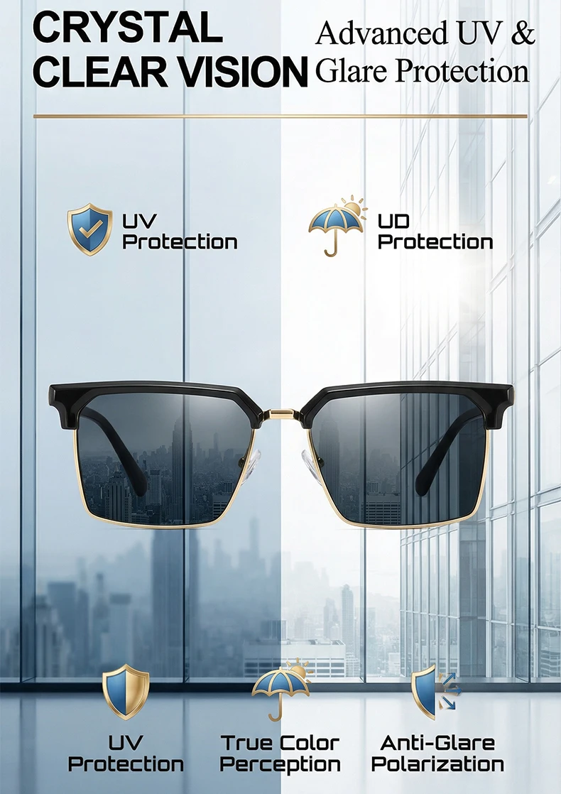 2026 Luxuriöse Übergroße Quadratische Sonnenbrille für Herren Y2K Punk Designer Futuristische Vintage Outdoor-Sonnenbrille für Männer Fahrbrille Eyewear – Detail 6