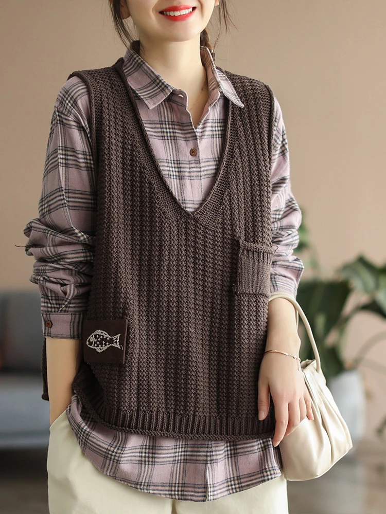 Max LuLu Spring Korean Style V-Neck Design Solid Sleeveless Knitwear Women Loose Casual Vintage Sweater Vest  Elegant Waistcoats