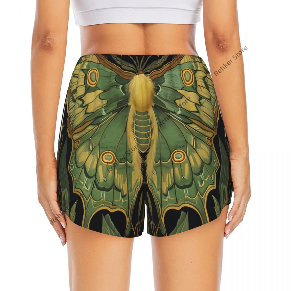 Workout Shorts Dames Fitness Sneldrogend Dubbellaags Shorts Vlinder In De Weide Atletische Yoga Korte Broek Gymleggings