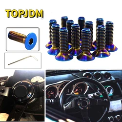 Fit for OMP NARDI MOMO 6pcs Burnt Titanium Blue Steering Wheel Bolts Fit a lot of steering wheel