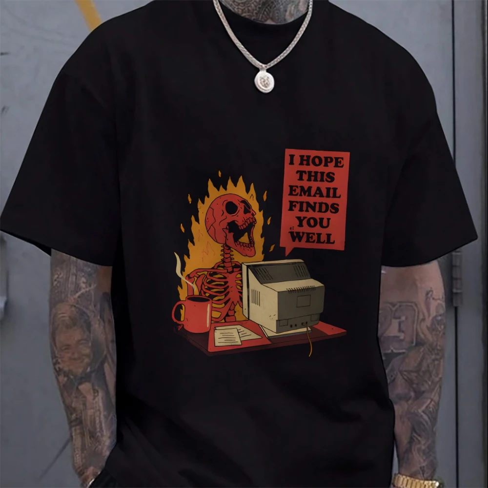 

Graphic Tees America Man's Short Sleeve Cotton T-Shirt Round Neck Short Sleeve Summer Y2k Streetwear And Daily Wear Men Clothes