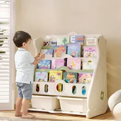 Two-in-One Landing Bookshelf Children's Snack and Toys Storage Rack Safe Holder Stable Polished Racks Organized Space