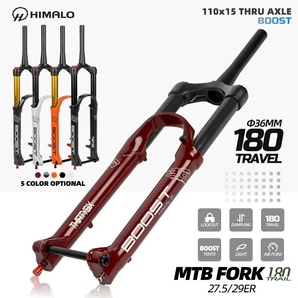 HIMALO Suspension Fork DH AM Down Hill Thru Axle Boost 110MM*15MM Travel 180MM Mountain Bike MTB AIR Fork Bicycle Part