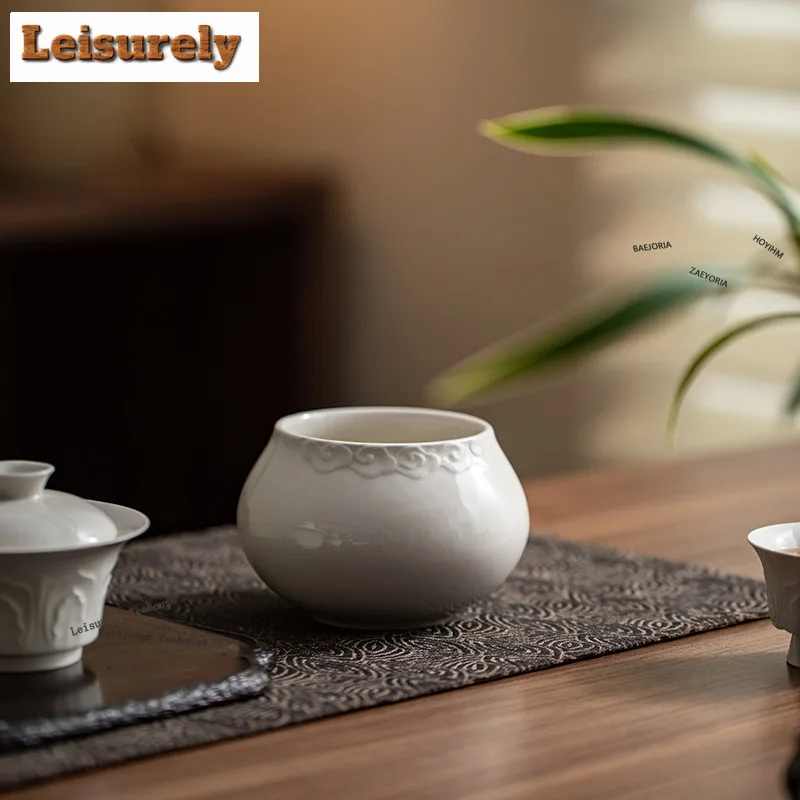 HOYIHM 380ml Plant Ash Relief Floating Clouds Jianshui Small Tea Wash Tea Residue Bucket Mini Tea Garbage Can Chaxi Teaset Gifts