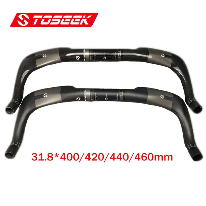 

TOSEEK Carbon Fiber bike bend Handlebar Road Bent Racing bicycle 400/420/440mm Handle bar Super Light cycling accessories