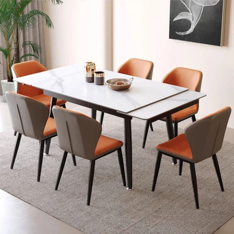 

slate dining table composite panel for small household use Light luxury stretch folding rectangular elongated dining table