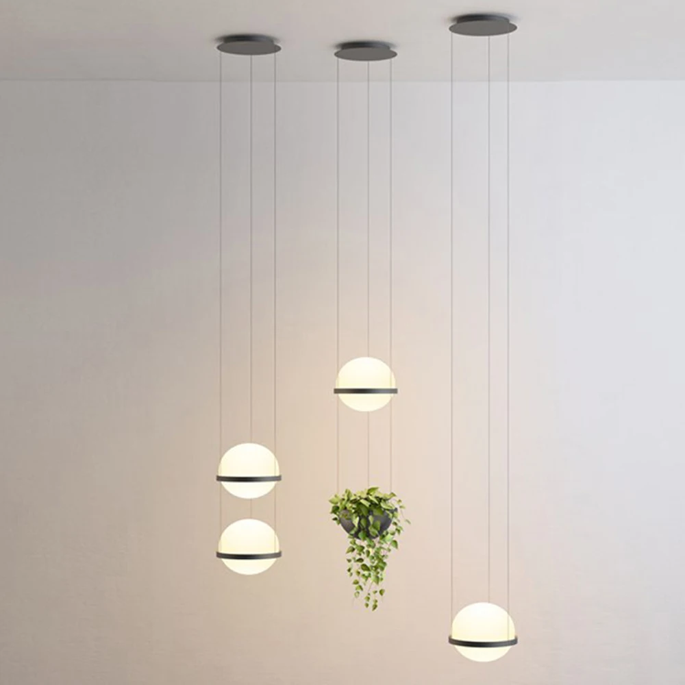 Modern Glass ball pendant light Led Nordic Palma suspension Lamp Restaurant Living room Bedroom Bar decor plant pendant light