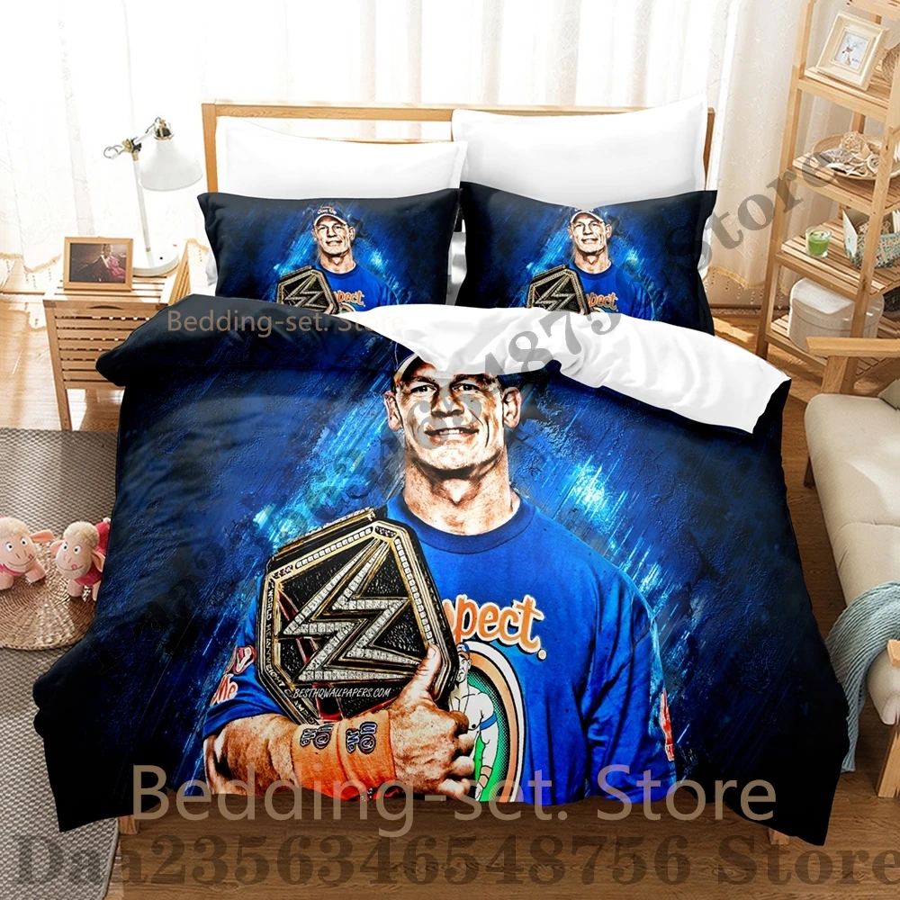 بارد WWE جون سينا طقم سرير واحد التوأم كامل الملكة الملك الحجم طقم سرير غرفة نوم الكبار غطاء لحاف مجموعات أنيمي غطاء سرير مجموعة