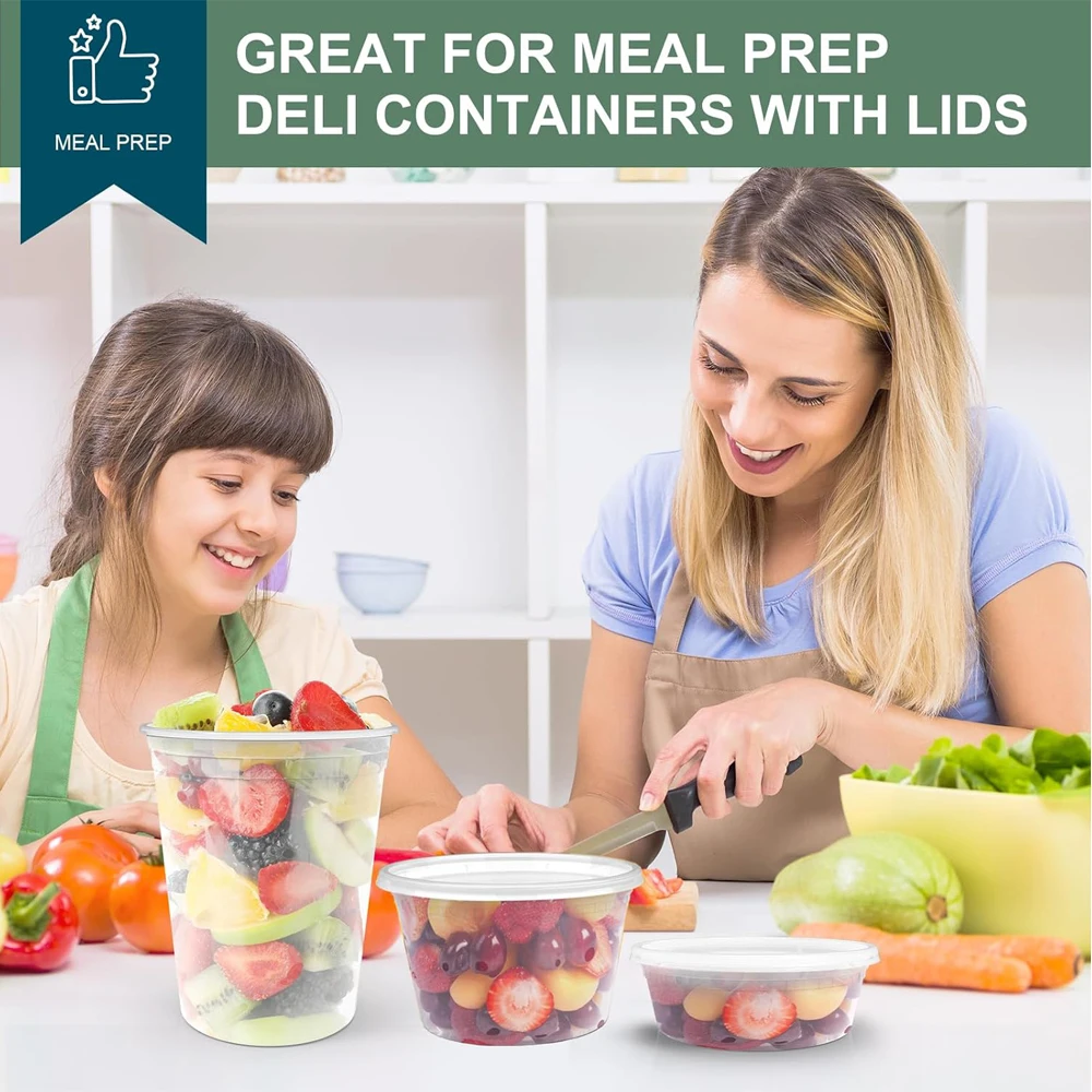 حاويات تخزين المواد الغذائية مع أغطية 8/16/32 أوقية أكواب ديلي الفريزر خالية من مادة BPA حاوية الوجبات الجاهزة مانعة للتسرب إعداد الوجبات آمنة للميكروويف #6