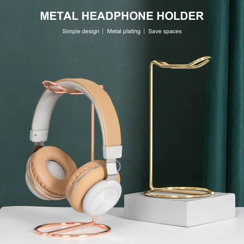 Metal Headphone Stand Rose Gold Headphone Holder Stand PC Game Earphone Accessory Desktop Storage Display Stand