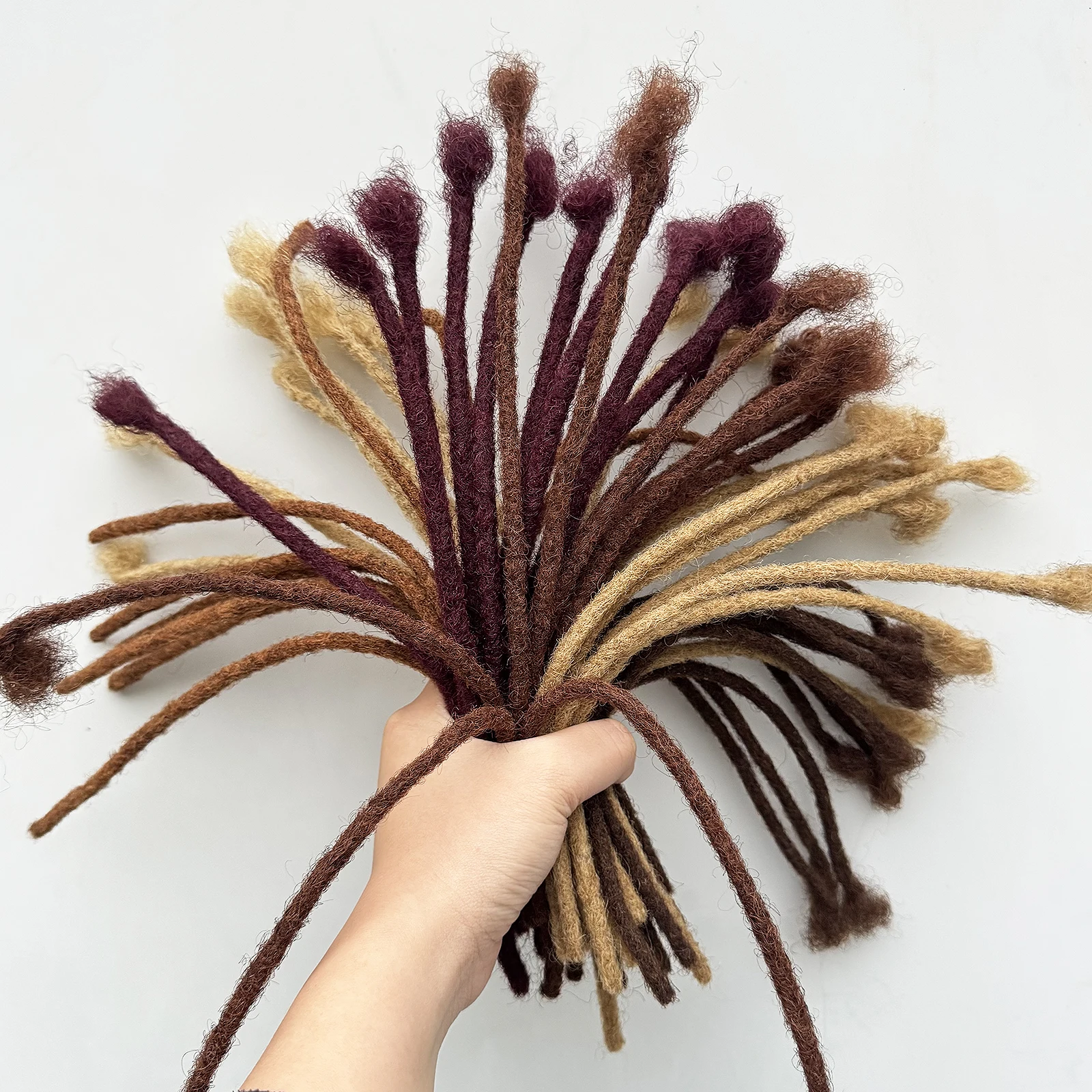 Extensões de Cabelo Humano Coloridas de 0,6cm de Largura e 10 Polegadas, 100% Cabelo Humano, Extensões de Dreadlocks para Homens, Mulheres e Crianças, Podem Ser Tingidas