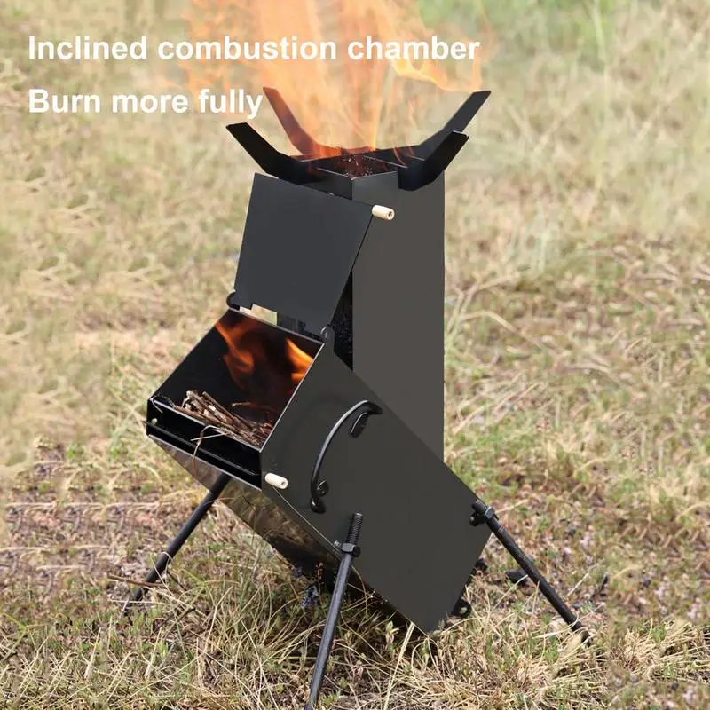 Portable Wood Stove Outdoor Picnic Rocket Stove Camping Fishing Wood Stove 49 cm Height Household Camping Stove Burning Stove