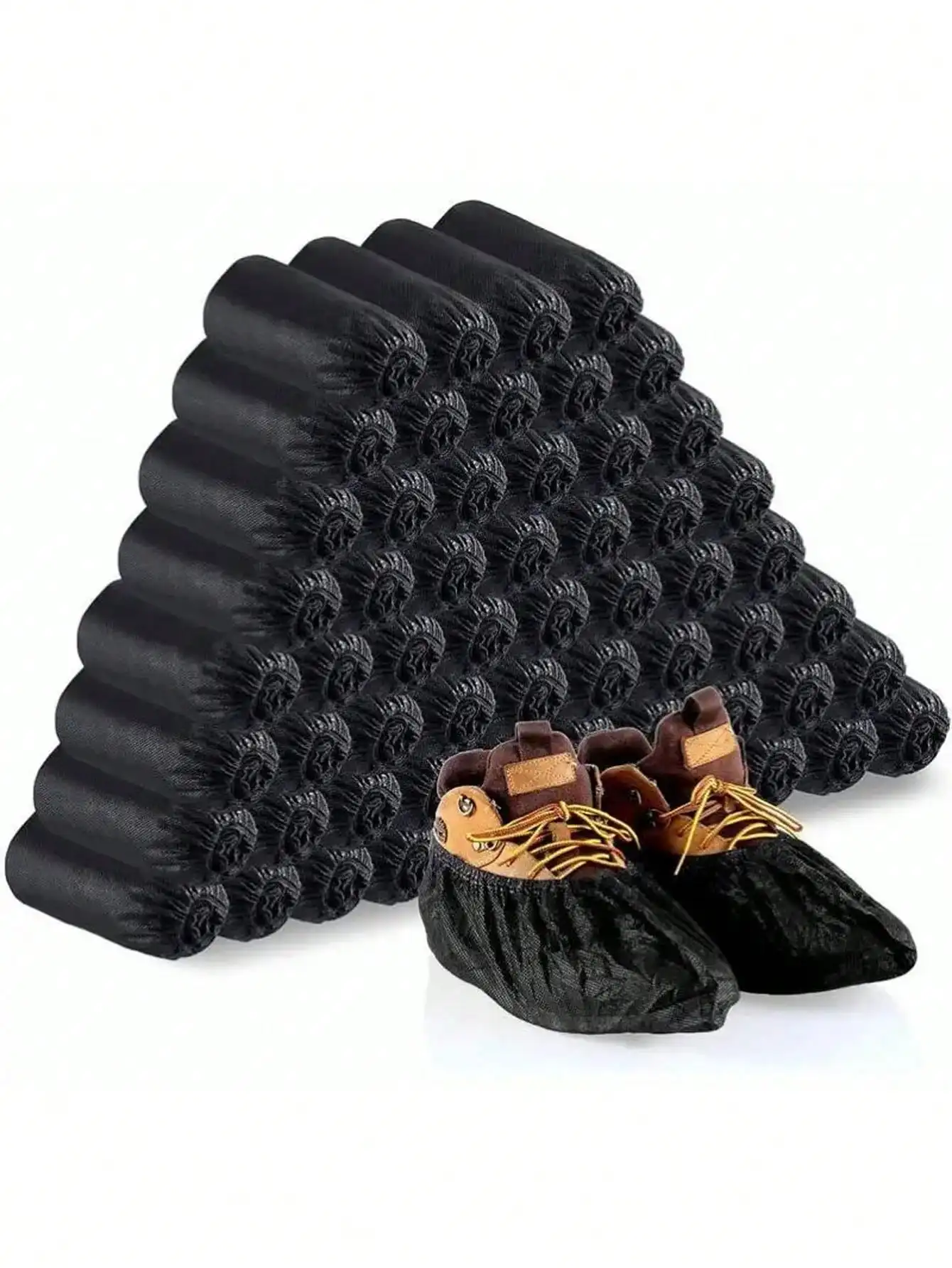 100 piece disposable shoe covers, non-slip shoe covers and boot covers for indoor/outdoor, home and workplace use