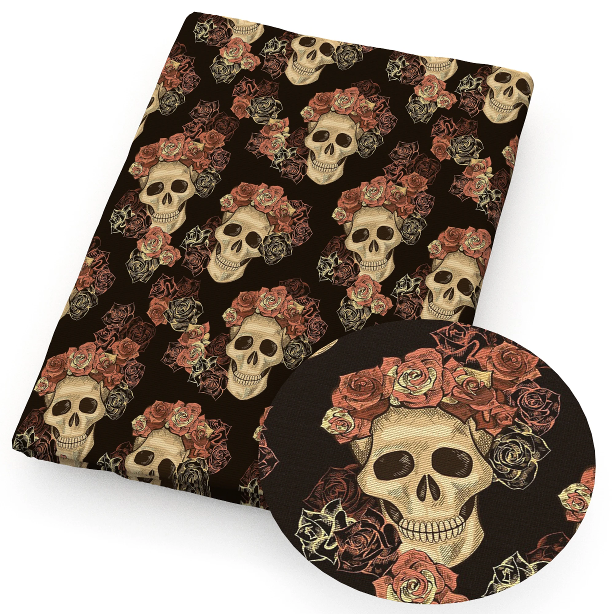 50*145cm Halloween Skull Black Polyester Cotton/Pure Cotton Fabric Tissue Sewing Quilting Needlework Material Curtain Pillow