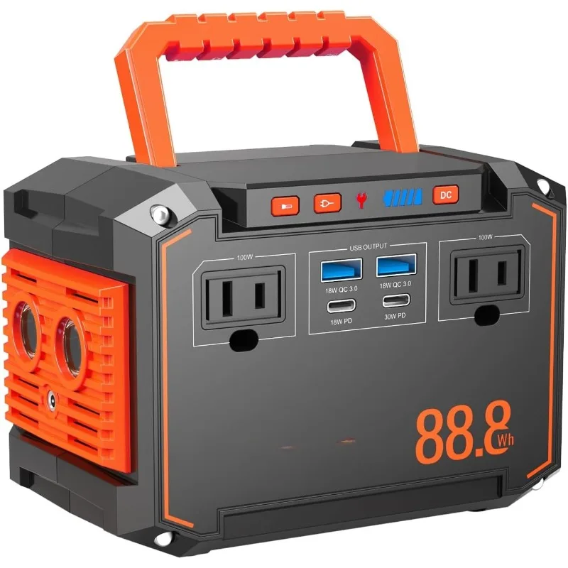 

Portable Power Station 88.8Wh Solar Generator 150W Peak Lithium Battery Backup Power Bank with LED Light for Home Outdoo