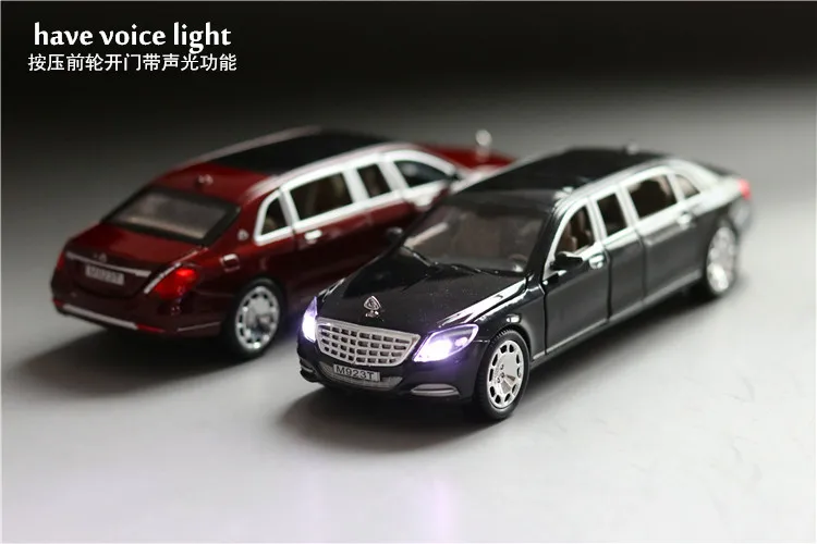 1:24 Maybach S600 إطالة سبائك الزنك سيارة نموذج محاكاة عالية الصوت والضوء التراجع الاطفال لعبة هدية عيد الميلاد