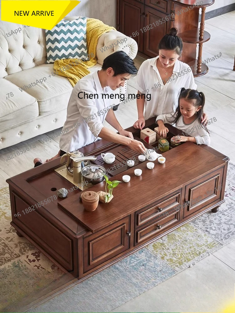 

M138 Solid Wood Kung Fu Tea Table for Home Living Room Integrated Tea Table Walnut Wood Automatic Water Heating Kettle Tea Table