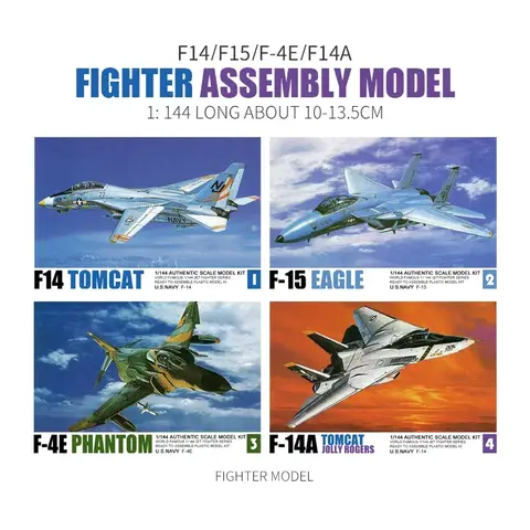 1/144 조립 전투기 모델 미국 F14 Tomcat F15 Eagle F-4E 팬텀 플라스틱 시뮬레이션 군용 항공기 미니어처 컬렉션 장난감
