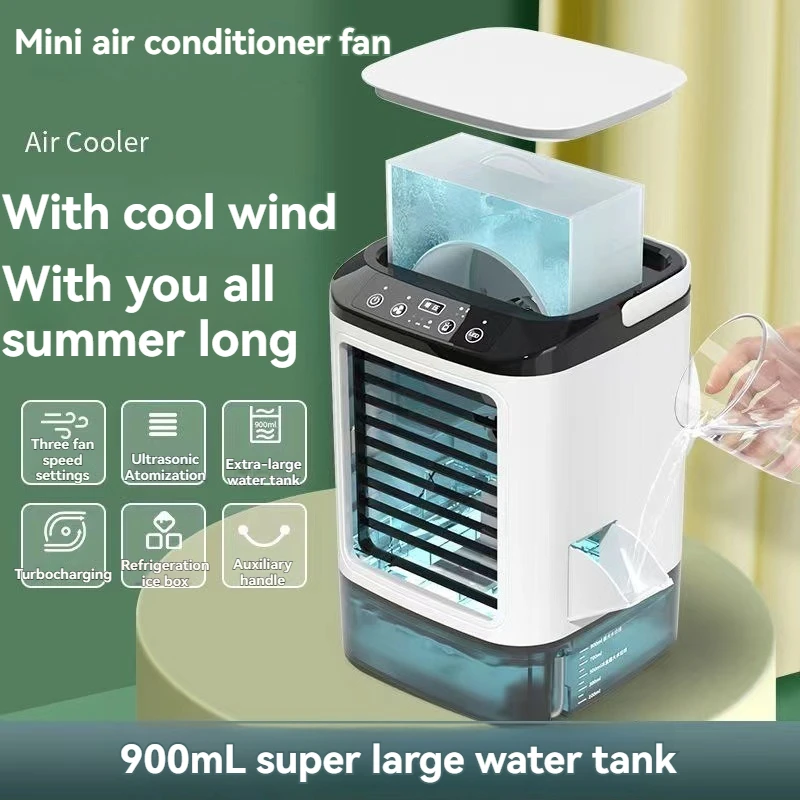 Mini USB Desktop Mist Fan Humidifying Air Cooler Portable Cooling Fan with Ice Box for Home Office Dormitory Use view 3