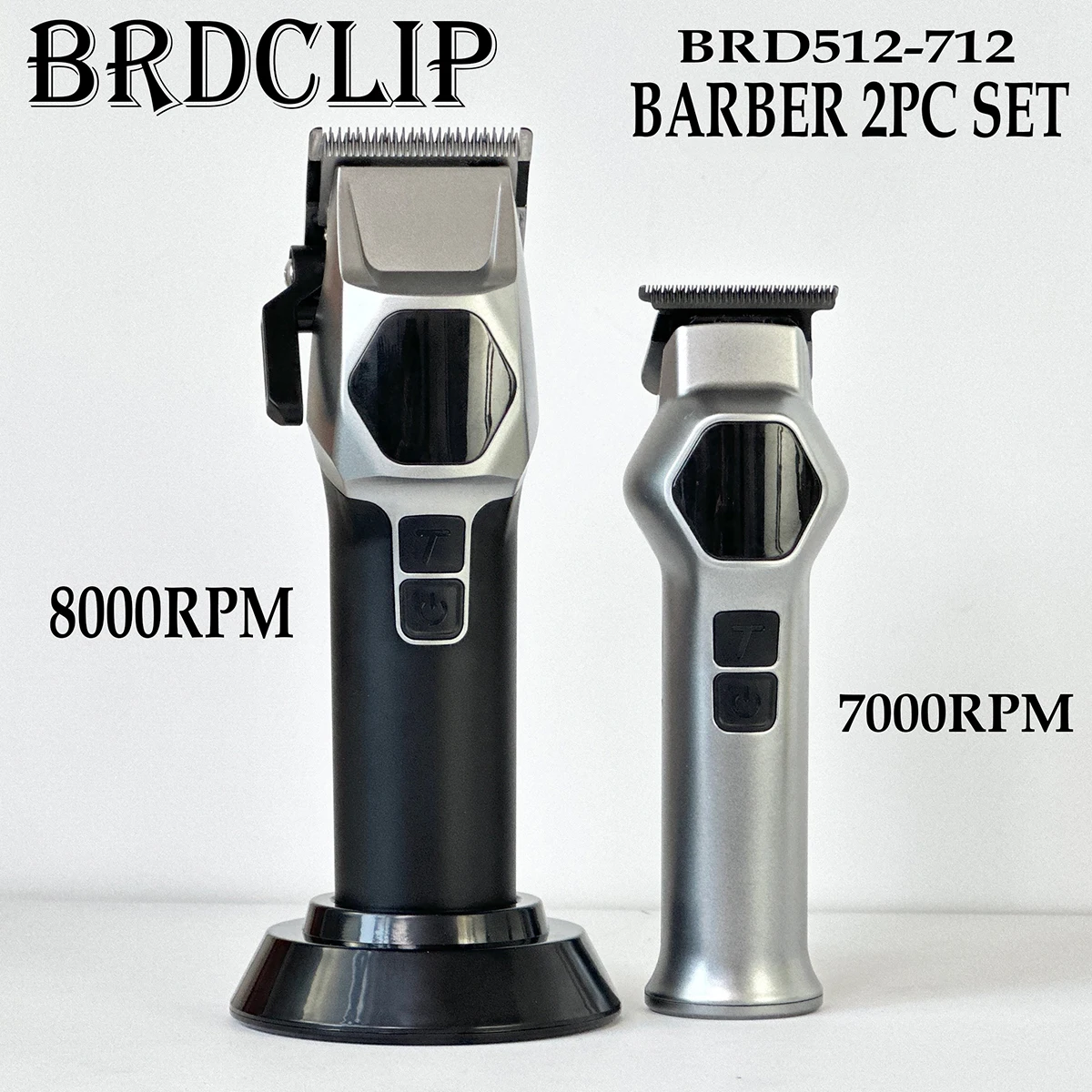 

BRDCLIP Профессиональная электрическая машинка для стрижки волос 8000 об/мин DLC FADE Blade Salon Парикмахерская 7000 об/мин триммер комплекты из 2 предметов для мужчин BRD512 BRD712