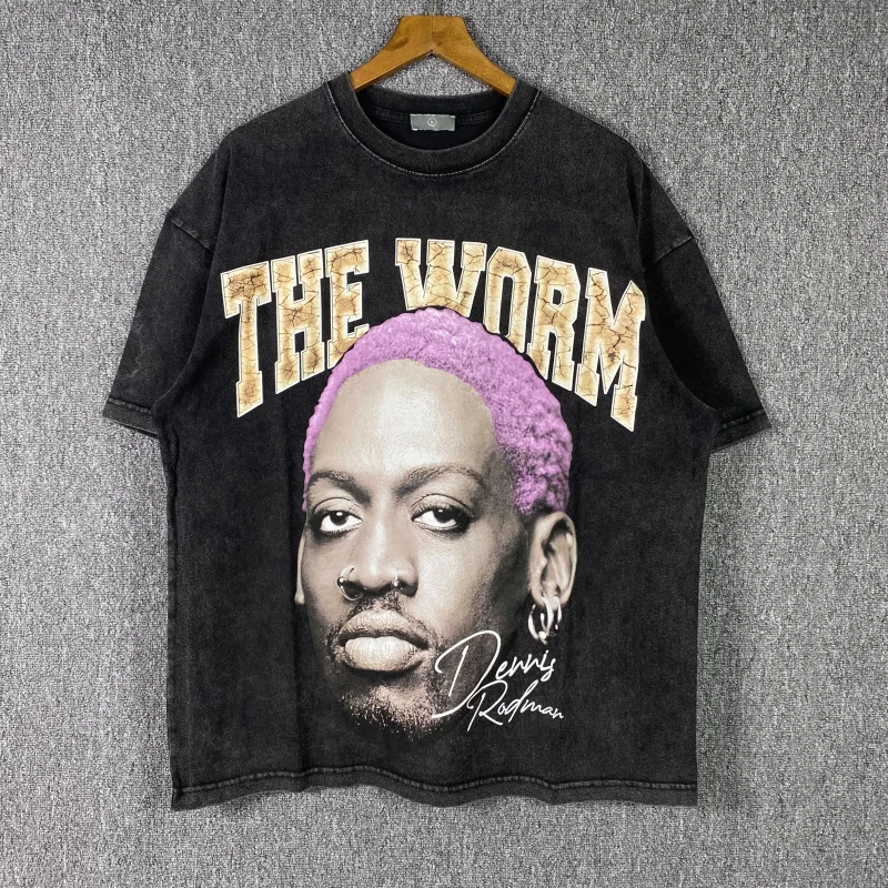 

Мужская футболка свободного покроя с портретным принтом в стиле ретро American Sle Rodman ort Sve для лета, повседневная футболка High Street Faion