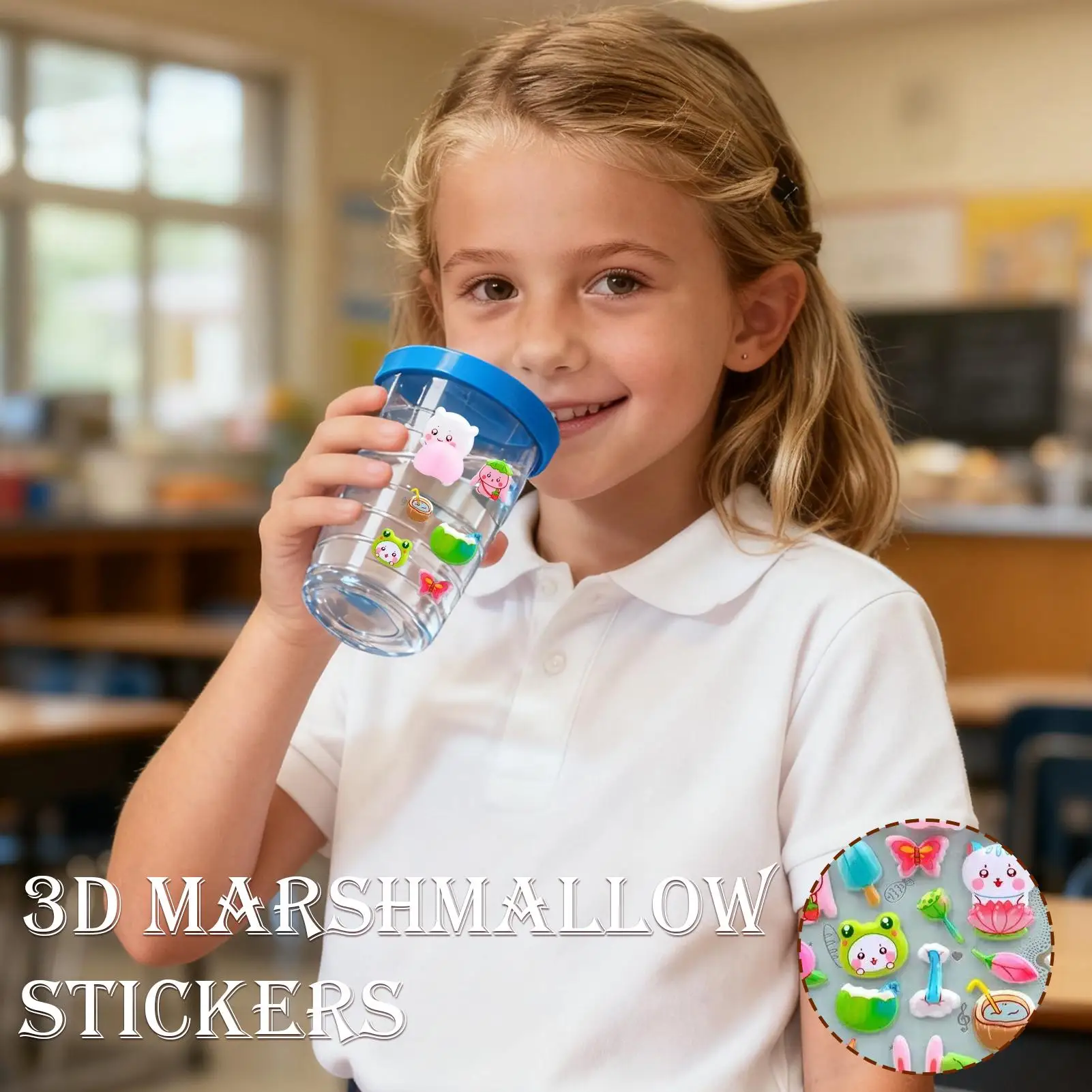 ملصقات ثلاثية الأبعاد لطيفة من مادة PVC مضحكة وقابلة لإعادة الاستخدام وقابلة للإزالة للأطفال لحفلات الفصول الدراسية وأعياد الميلاد وعيد الميلاد والمنزل #2
