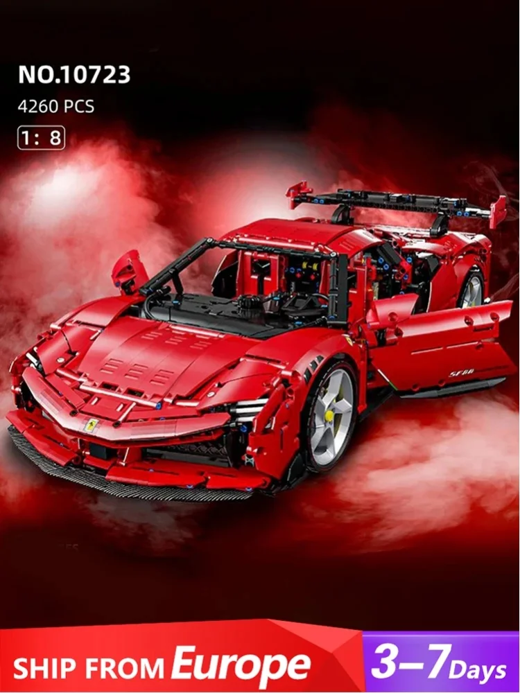 4260-teiliger Technischer SF90 Speed Racing Car Baukasten, City Sportwagen Modell Sammlung, DIY Montage-Spielzeug, Geschenke für Erwachsene