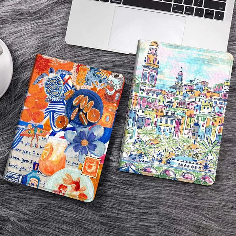 

Cartoon Orange Pattern Art Gift Tablet Case For Samsung Tab Galaxy S6 S11 A A7 A8 A9 A11 10.1 10.4 10.5 Plus Lite