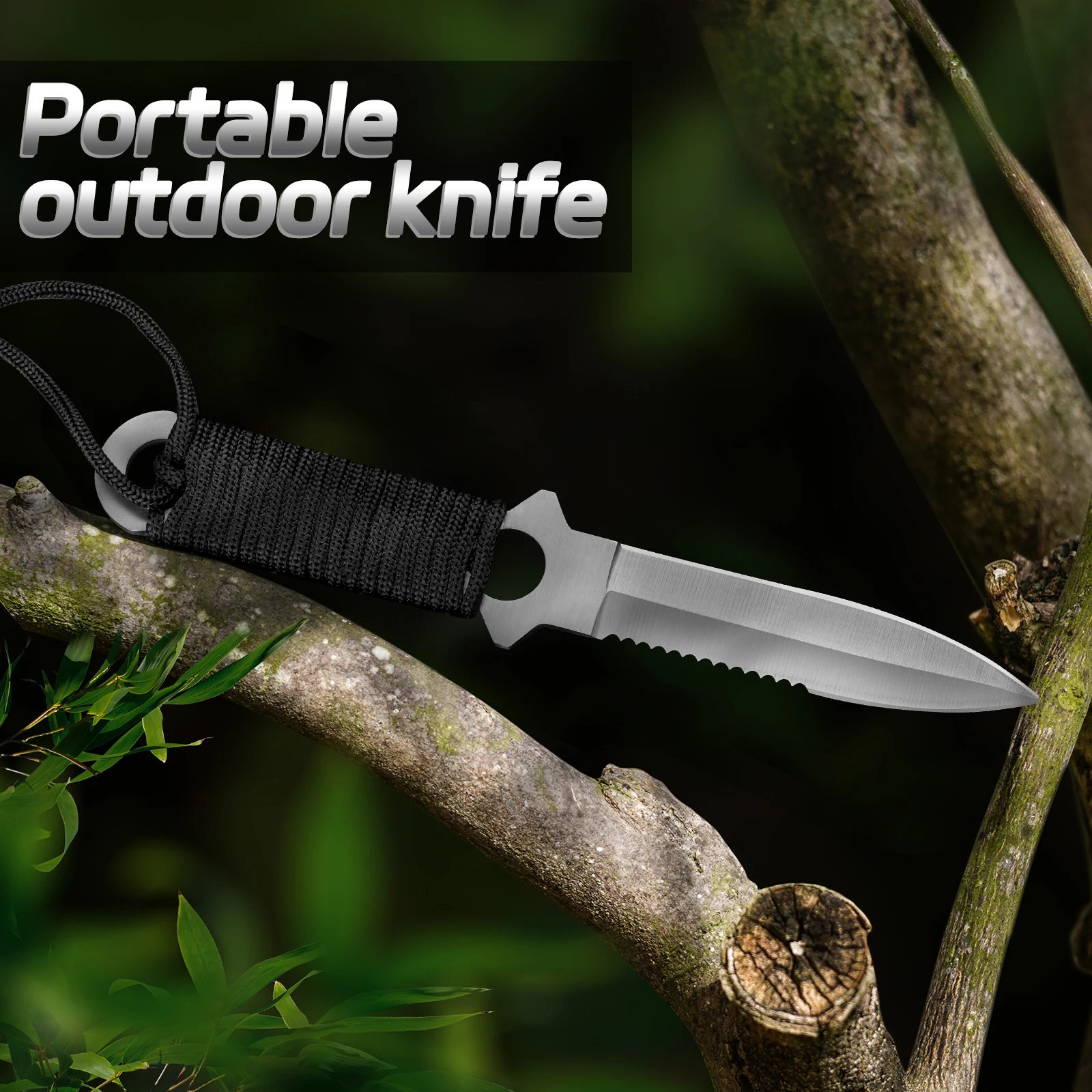 

High hardness sharp outdoor tool with small straight knife non-folding knife