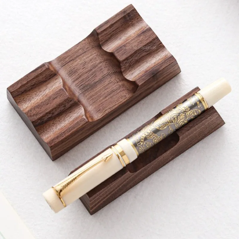 Single/double Slot Wooden Pen Base Souvenir Stationery Pen Storage Placement Tools Student Writing Paperweight Accessories