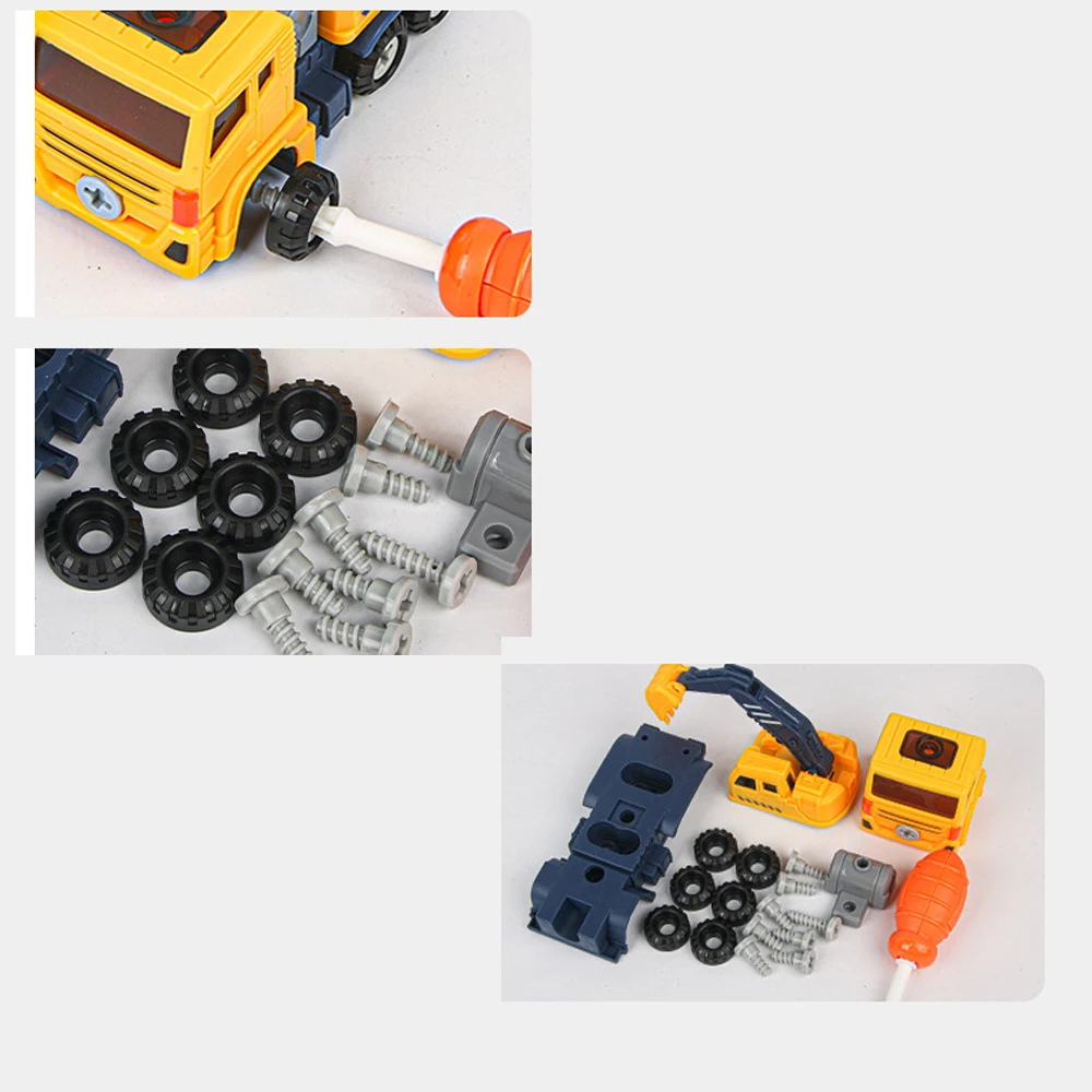 Take Apart Robot Toy Vehicle 5 in 1 Construction Truck Toys Crane Excavator Container Garbage Truck Sprinkler Screw Build Blocks