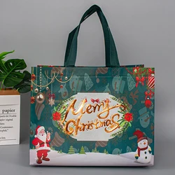 New Year Christmas Non-Woven Fabric Tote Bags Candy Gift Packaging Santa Claus Kids Holiday Happy Year Party Favors