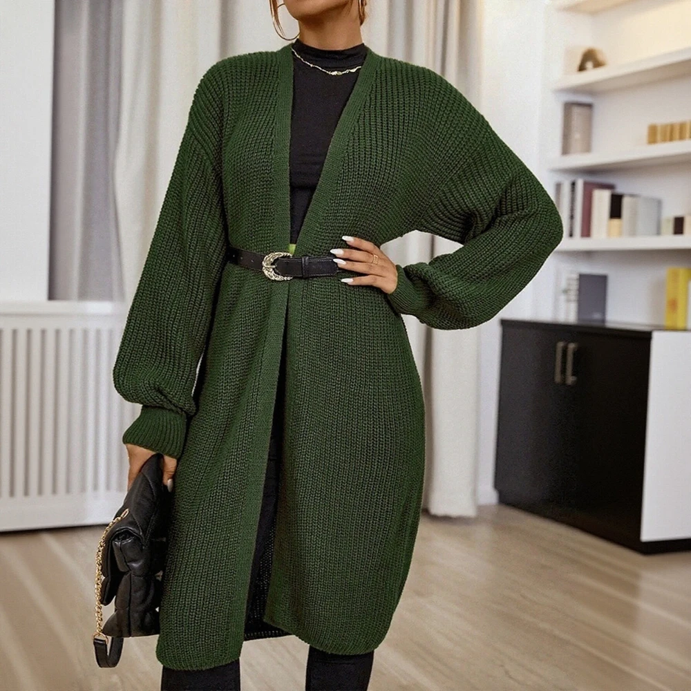 

Women's Casual Solid Color Long Sleeve Cardigans Open Front with Sashes Regular Fit Autumn Daily Wear Top