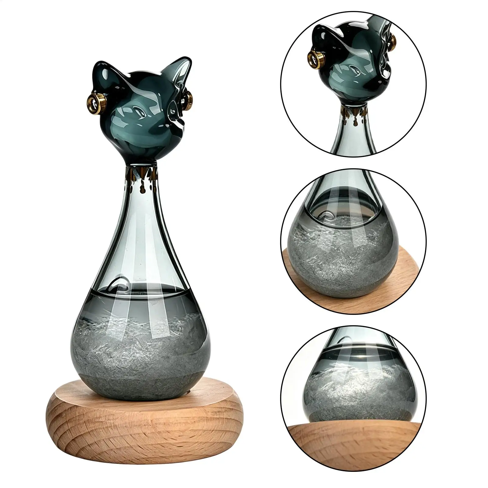 Cat Shape Weather Forecast Bottle Weather Glass Cat Shape Indoor Atmospheric Predictor Bottle Analog Weather Station