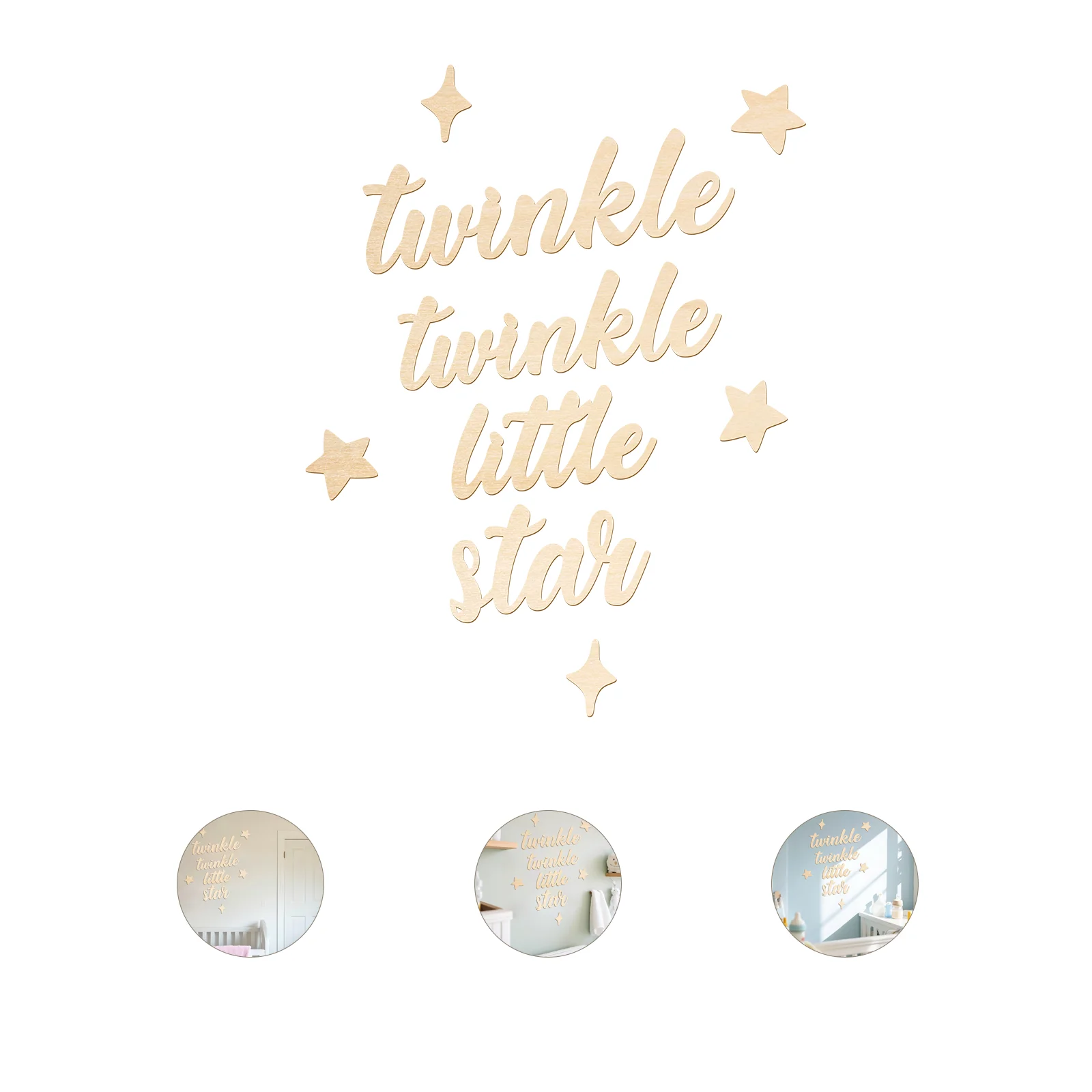 

Twinkle Twinkle Little Star Wooden Sign - Nursery Wall Decor, Baby Shower Gift, Kids Room Art with Star Design (4mm Wood)