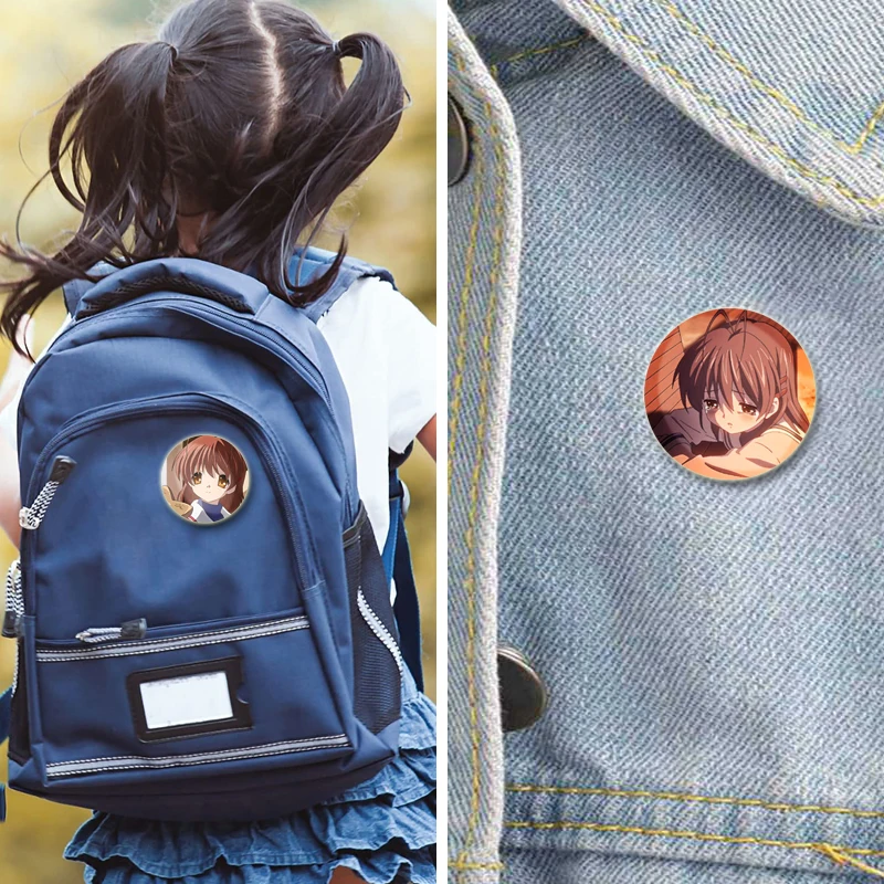 Furukawa Nagisa Okazaki Tomoya Furukawa Sanae Cartoon Figure Badge Cosplay Game Character Brooches for Backpack Jewelry Clothes