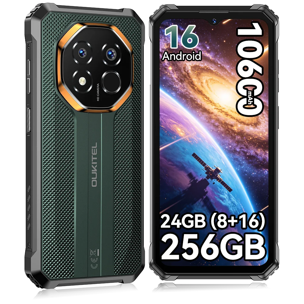 Robuuste smartphone OUKITEL G7, 24GB (8+16) + 256GB, 10600mAh batterij, 64MP camera, 6,52-inch LCD-scherm, Android 16, NFC, 90Hz verversingssnelheid, Unisoc T615-processor, Dual-SIM