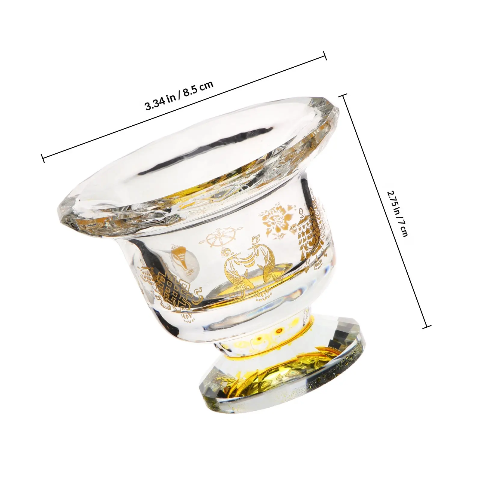 1Pcs High-Heeled Crystal Water Offering Cup Buddhism Worship Bowl Smooth Polished Surface Anti-Aging Compact Lucky Blessing Cup