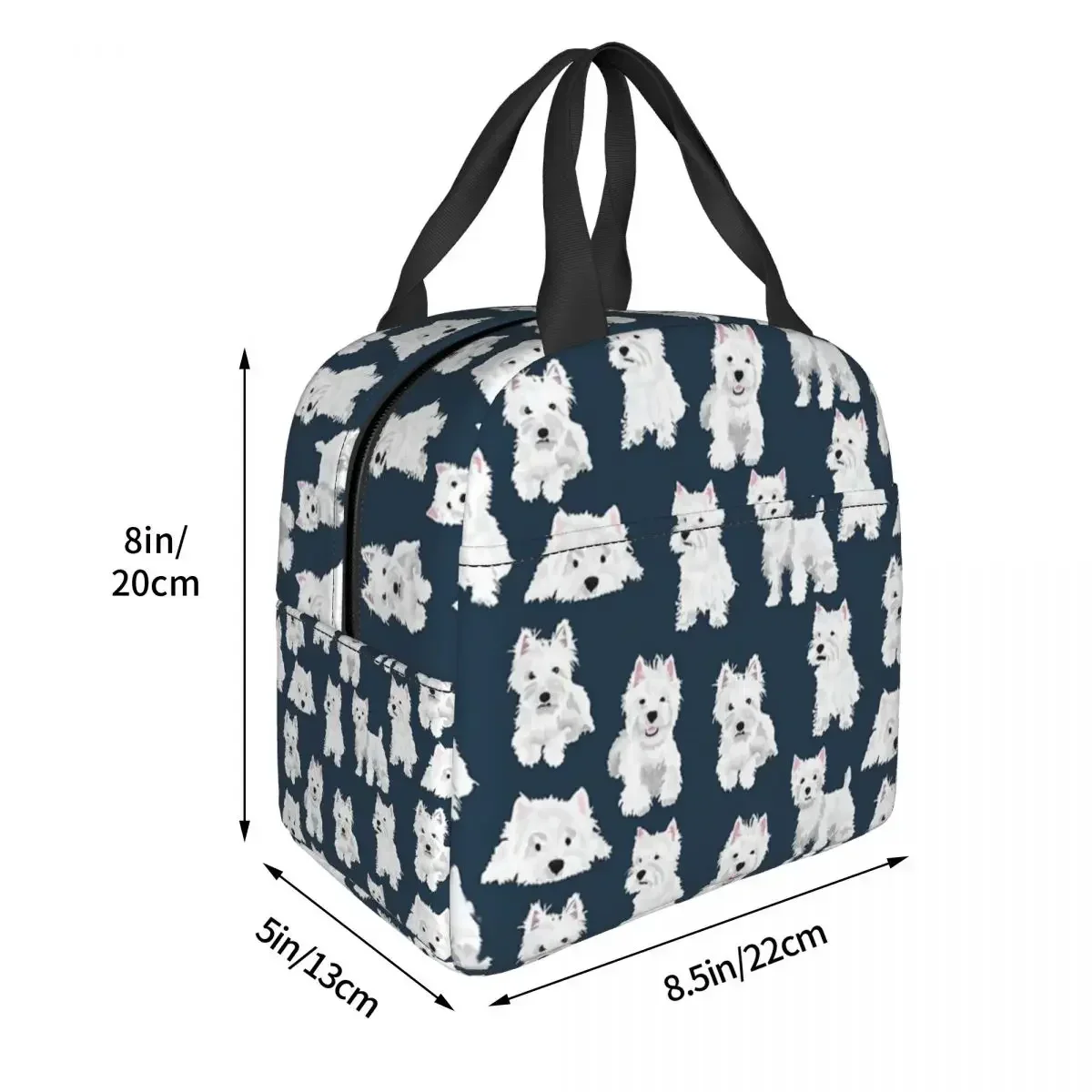 Westie-fiambrera portátil con aislamiento Oxford para mujer y niño, bolsa térmica para el almuerzo, ideal para la escuela