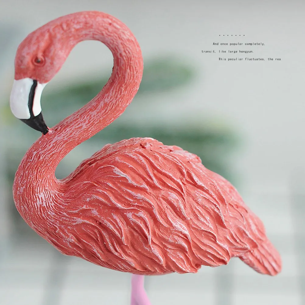 Flamingo Decoration Wooden Pink Vivid Animal Figure Ornament for Home Office Living Room Desk Art Accent Flamingo Decoration