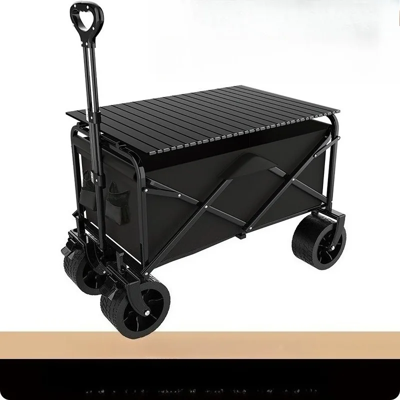 

Folding Collapsible Garden Wagon Camping Shopping Cart Portable Heavy Duty Large Capacity All Terrain Wheels Rear Open Door
