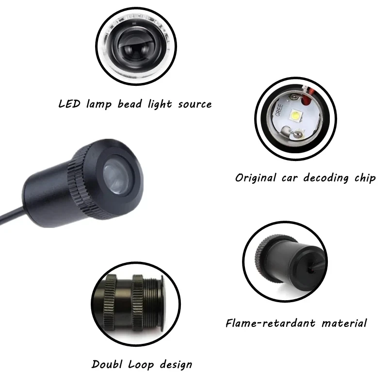 2Pcs Angels Wings Projector Lights Car Door LED Ghost Shadow Courtesy Lamp Car Accessories For Universal Vehicle Models