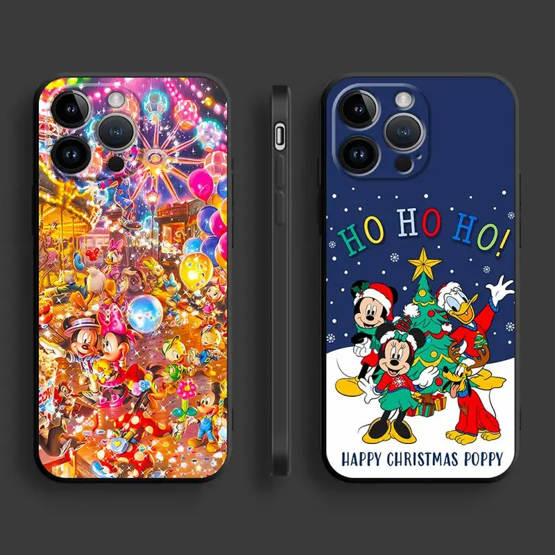 Disney Mickey Friends Happy Christmas Phone Case for Apple iPhone 16 15 pro max XR 14 13 12 Mini 11 XS XR X 7 8 plus Back Cover