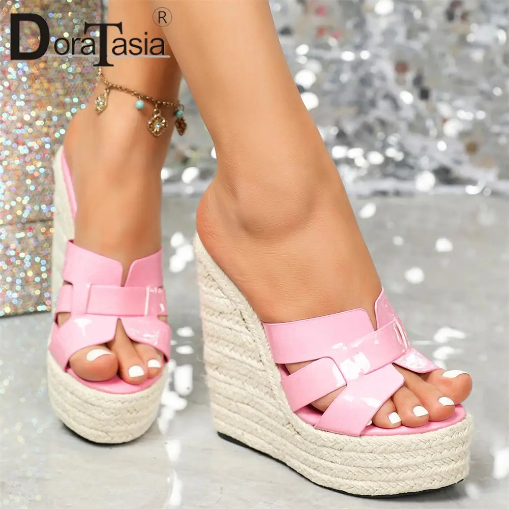 Big Size 43 Brand Design Female Platform Slides Fashion Solid Wedges High Heels Womens Slippers Party Sexy Nightclub Woman Shoes